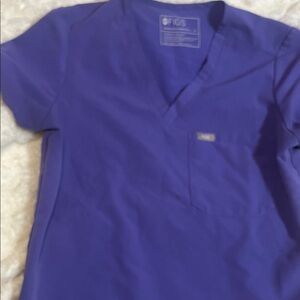 Figs V-Neck Scrub Top in Rich Purple